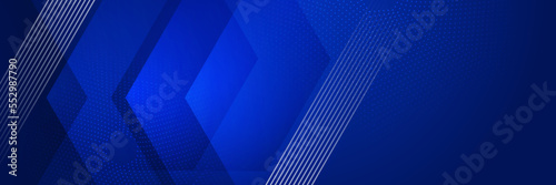 Modern dark blue gradient abstract vector long wide banner background. Design for poster, template on web, backdrop, banner, brochure, website, flyer, landing page, presentation, and webinar