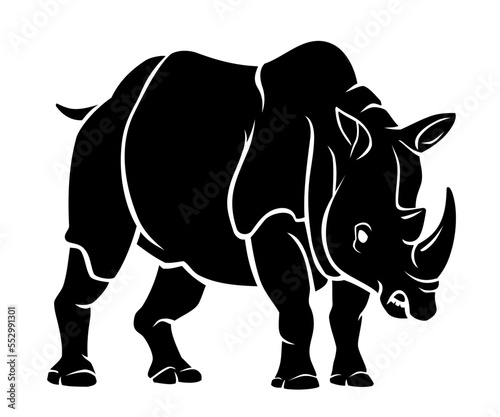 Black Rhino Full Length Silhouette Illustration © Michelle