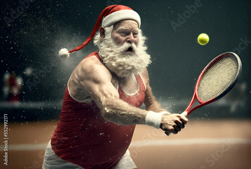 Santa Playing Tennis, A Fictional Character, Generative AI