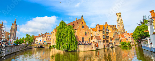 Brugge old town scenic view with water canal, Belgium
