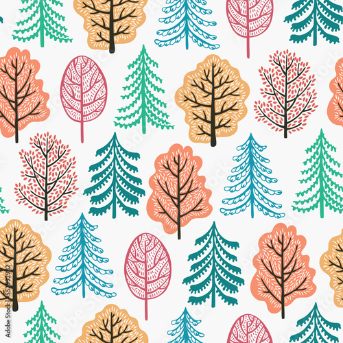 Autumn forest seamless pattern