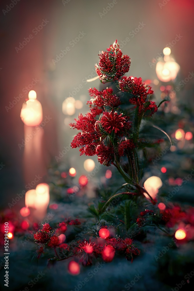 Red and white, Christmas, Beautiful flowers, plants, Ai Art, holiday plant