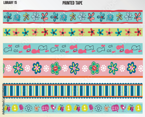 PRINTED TAPES AND RIBBON FOR GARMENTS ACCESSORIES VECTOR SKETCH