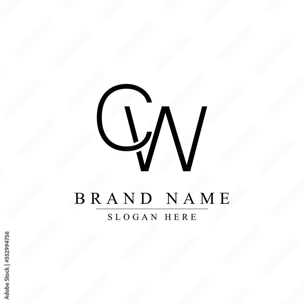 Alphabet letter CW logo design. Minimal CW vector logo Alphabet letter CW logo design. Minimal CW vector logo
