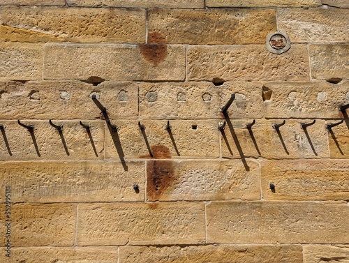 Photography A close up view of a sandstone building made of hand  hewn blocks by early convicts on Cockatoo Island, NSW, Australia