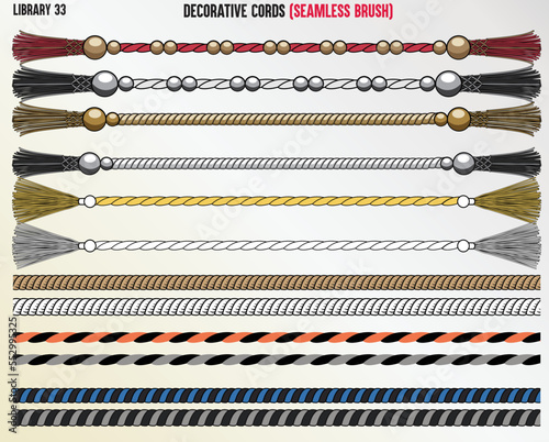 BRAIDED KNITTED WOVEN PATTERN CORD, ROPE, CABLE SEAMLESS BRUSH IN EDITABLE VECTOR