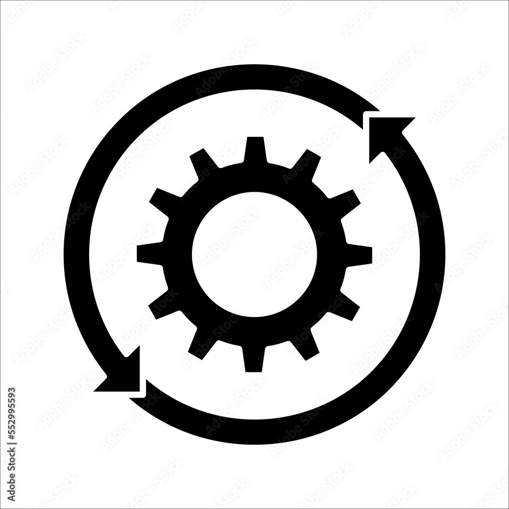 Process icon on white background. Process symbol in black for your web site design. Workflow icon.