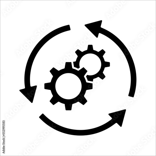 Process icon on white background. Process symbol in black for your web site design. Workflow icon.