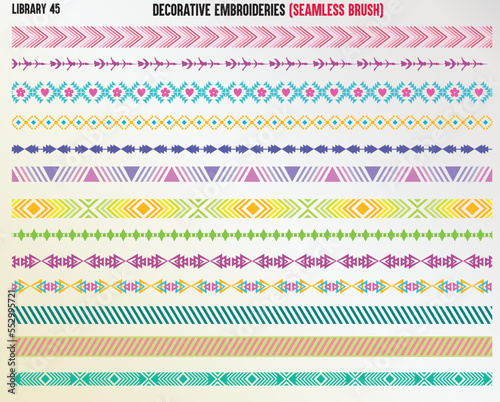 DECORATIVE EMBROIDERY STITCHES SEAMLESS BRUSH IN EDITABLE VECTOR FILE