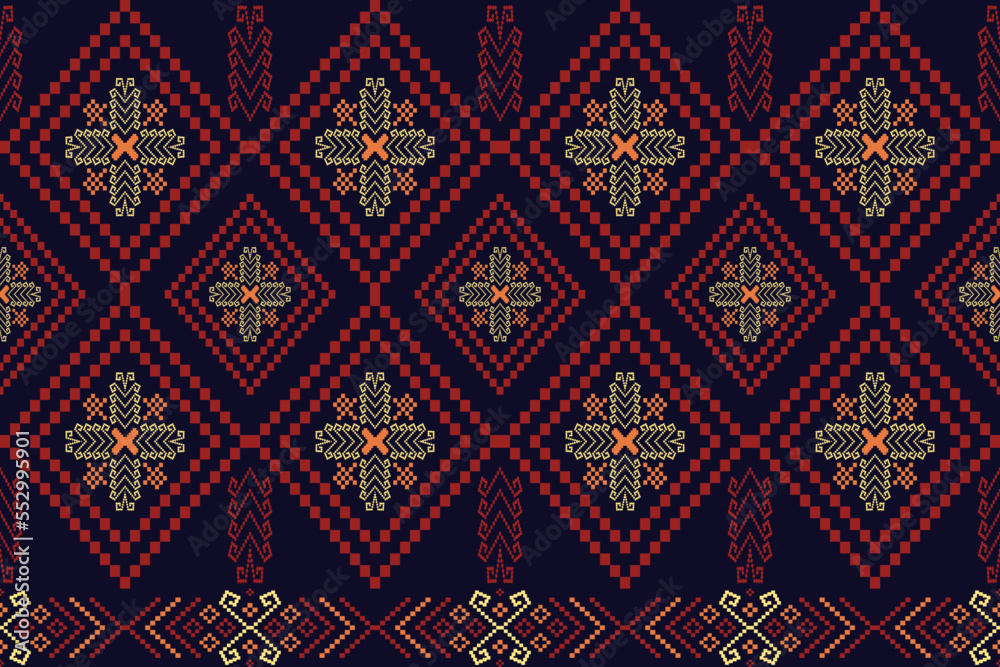 Cross stitch colorful geometric traditional ethnic pattern Ikat seamless pattern abstract design for fabric print cloth dress carpet curtains and sarong Aztec African Indian Indonesian Cross stitch colorful geometric traditional ethnic pattern Ikat seamless pattern abstract design for fabric print cloth dress carpet curtains and sarong Aztec African Indian Indonesian