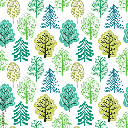 Spring park seamless pattern