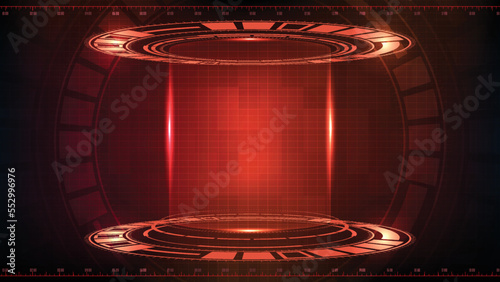 abstract background of futuristic teleportation tube, hud interface display