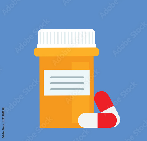 medical pharmacy bottle and pills