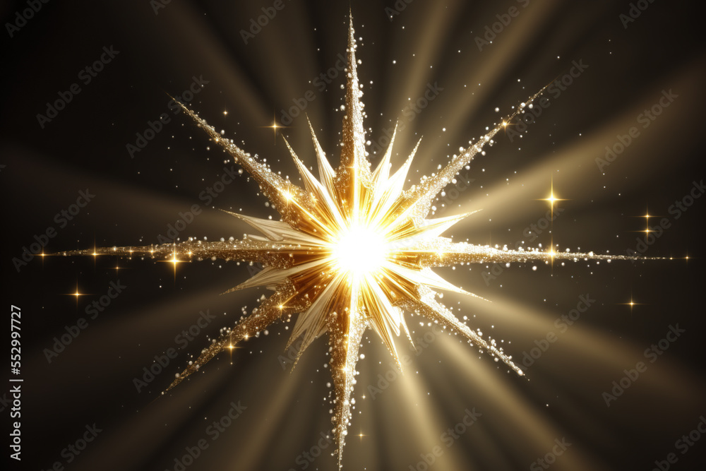 Christmas Star Burst with glowing light, Generative AI Christmas Star Burst with glowing light, Generative AI