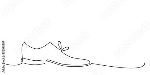 Decoration continuous line hand drawing shoes element for wedding photo book, invitations. Vector stock illustration minimalism design isolated on white background. Editable stroke single line. 