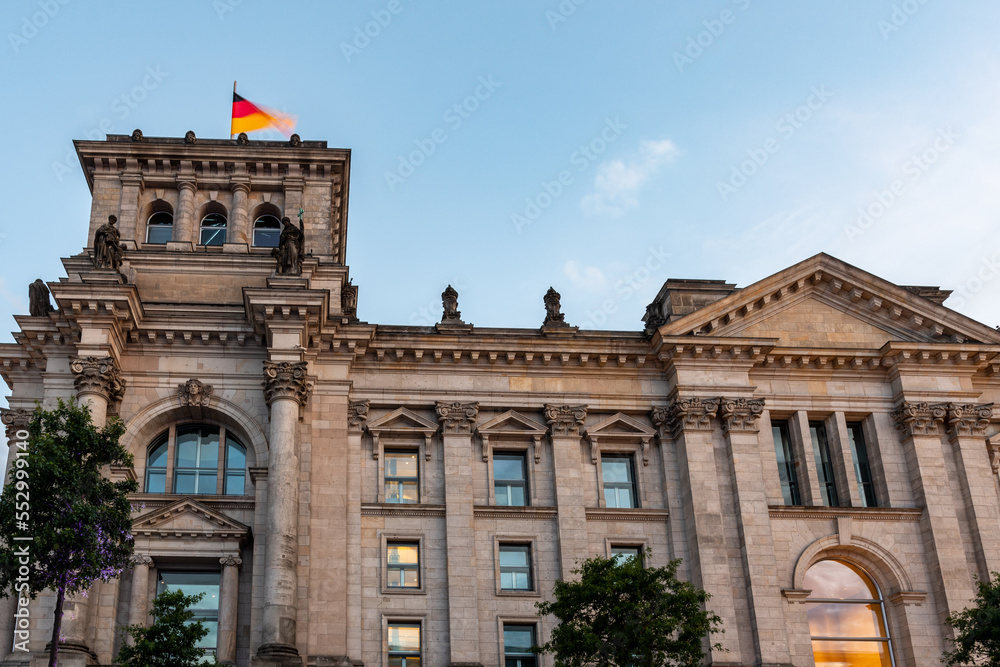 The Reichstag building (Bundestag) in Berlin, Germany, meeting place of the German parliament: