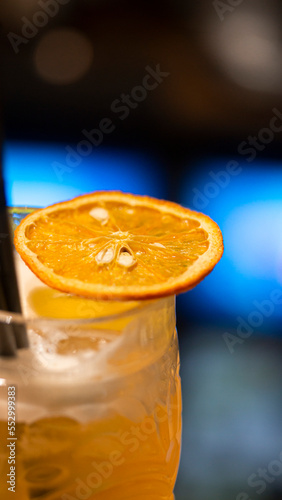 close-up of a cocktail in a bar