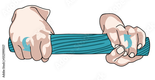 Wrist joint rehabilitation exercises. Vector illustration. Exercise 13