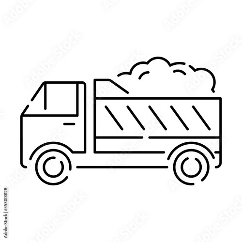 Snow removal, snow blower icon in black line style icon, style. Winter season vector background. Truck