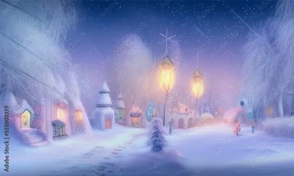 night city in winter street, landscape, winter city