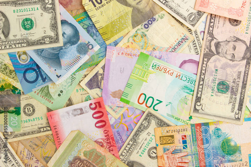 Background from different money banknotes from all over the world Background from different money banknotes from all over the world