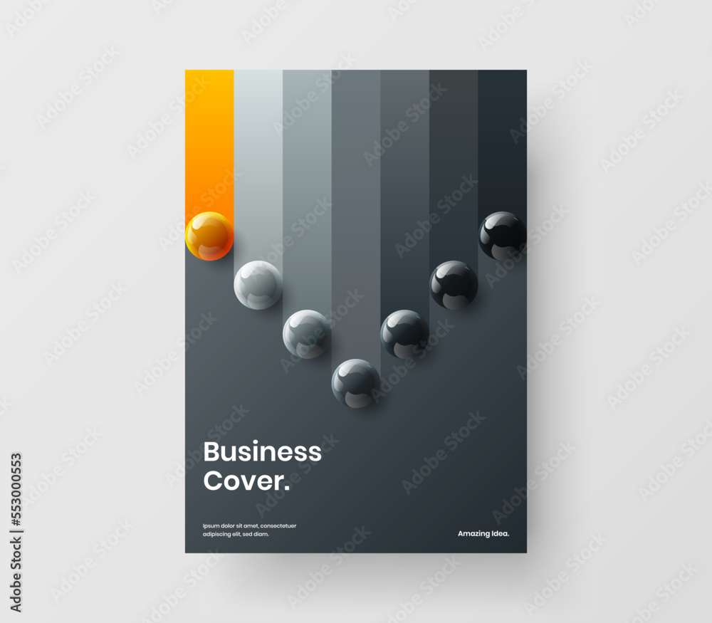 Minimalistic realistic balls front page template. Clean book cover A4 design vector illustration. Minimalistic realistic balls front page template. Clean book cover A4 design vector illustration.