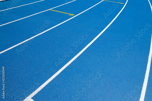 Treadmill for running in the stadium in blue