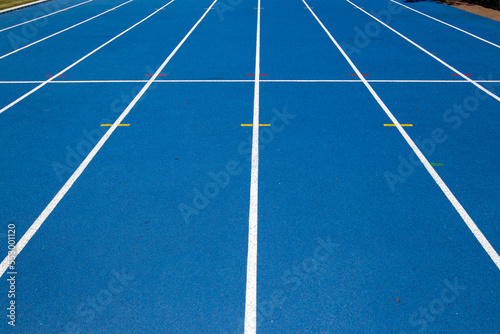 Treadmill for running in the stadium in blue