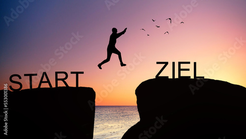 Bilde på lerret Sprung zum Ziel