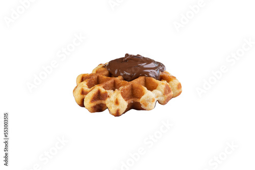 Wafer with chocolate paste. Selective focus. transparent.