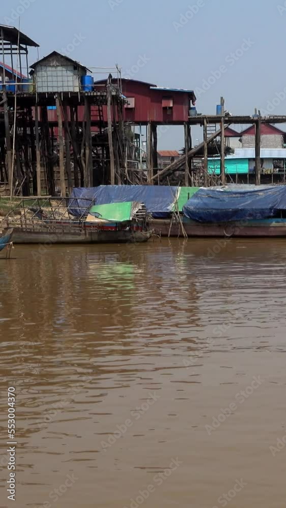 Stilt houses of Kampong Khleang village from the river Stilt houses of Kampong Khleang village from the river