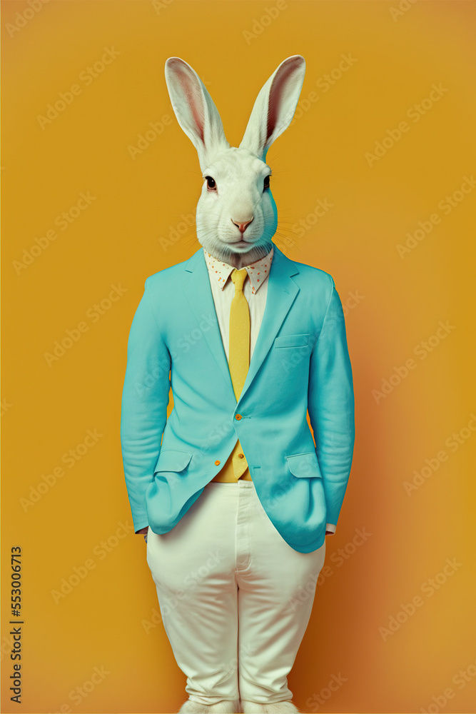 Unrealistic, creative, illustrated, minimal portrait of a wild animal