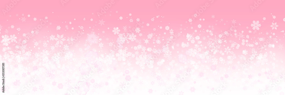 雪の結晶舞い散るピンクのグラデーション3：1　淡雪