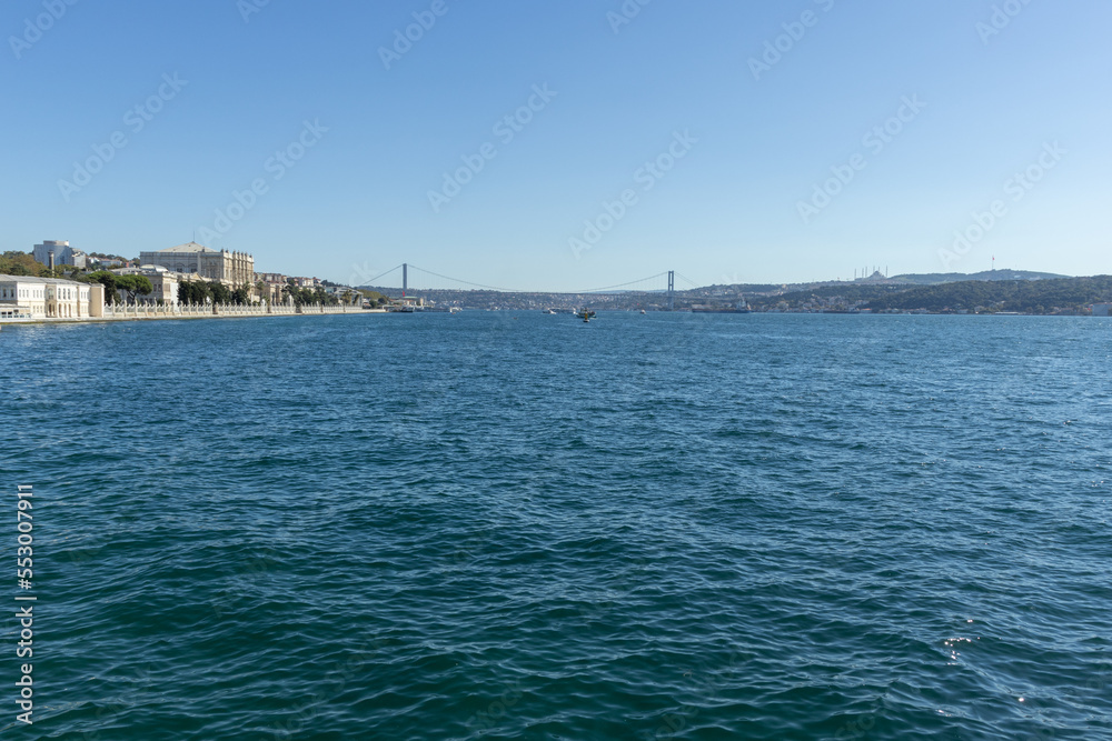 Istanbul, Turkey - 26 September 2021 - A tour of the Bosphorus in the morning