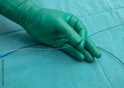 Coronary Imaging Catheter. Dual Lumen Catheter. Coronary angiography showing Micro Catheter guidewire. photo