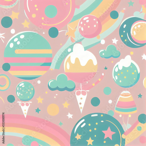 Outer Space Vector Repeating Pattern - AI Art