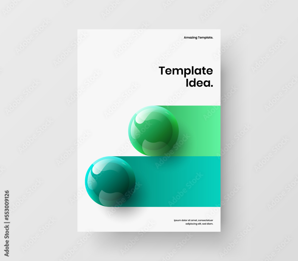 Fresh brochure design vector concept. Modern 3D spheres pamphlet template. Fresh brochure design vector concept. Modern 3D spheres pamphlet template.