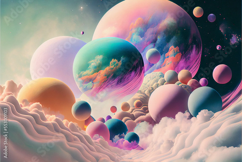 Surreal Pastel Space Landscape - AI Art photo