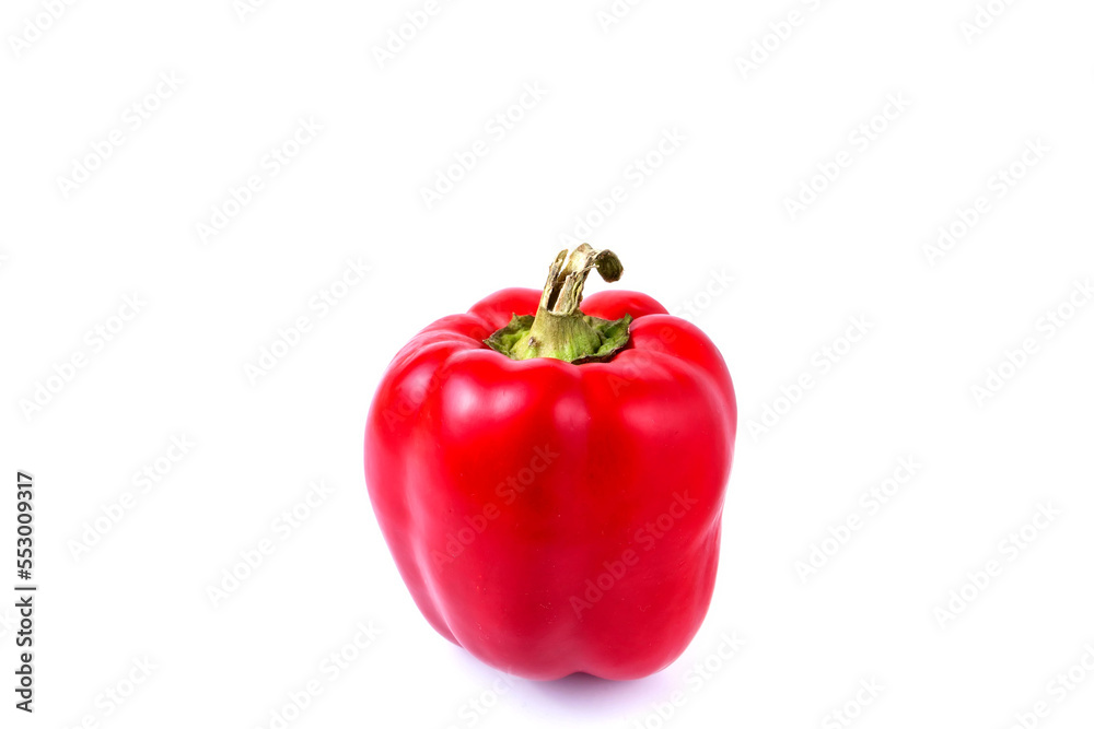 Red Bell pepper isolated on white. With clipping path. Peppers. Paprika.