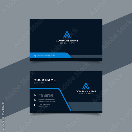 Modern business card black and blue corporate professional 