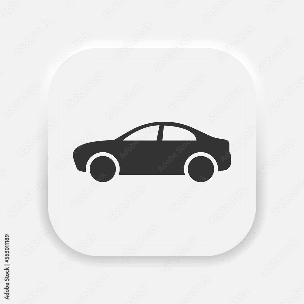 Car vector icon. Auto vehicle transport sign symbol in neumorphism style. Vector EPS 10