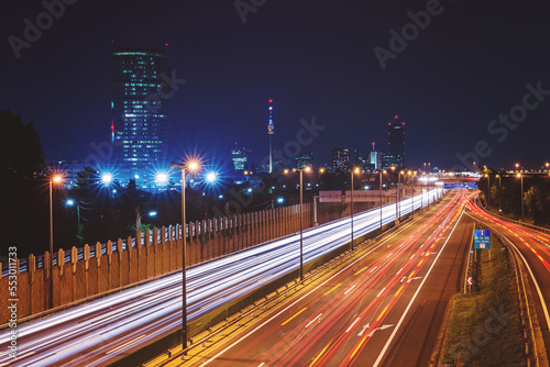 Photography Long exposure traffic lights on the highway in Vienna Austria