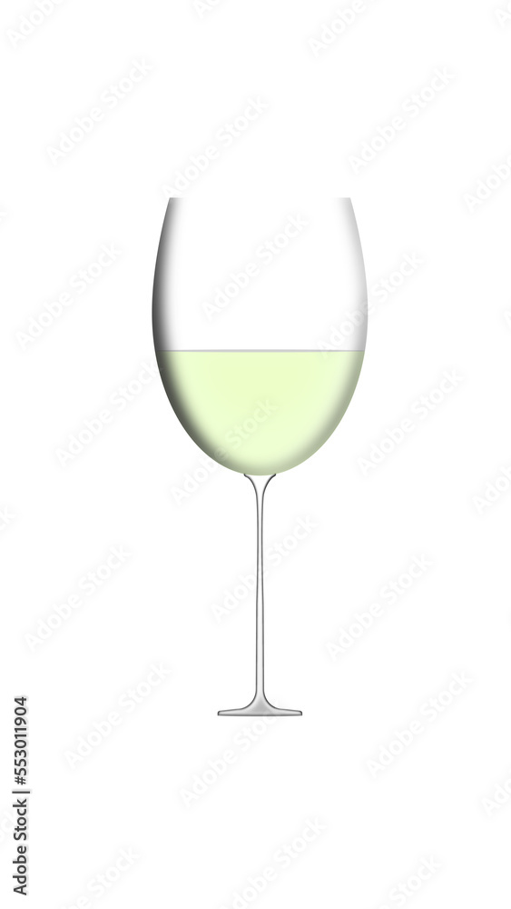 Transparent vector wineglass with white wine, Vector illustration 