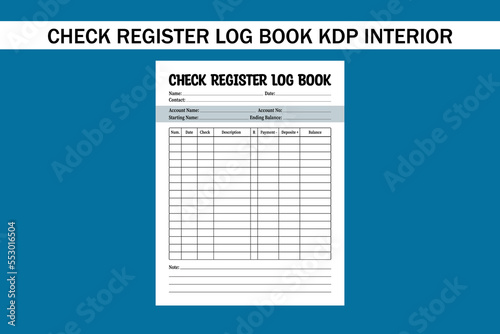 Check register log book Kdp Interior