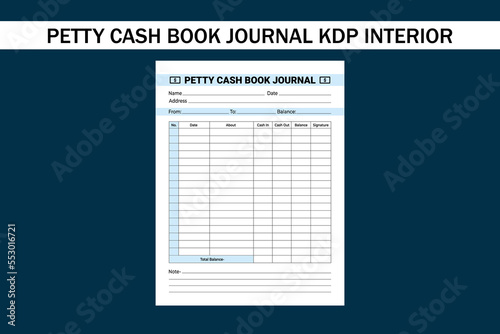 Petty cash book journal Kdp Interior