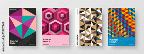 Simple poster vector design layout composition. Unique geometric shapes brochure concept bundle.