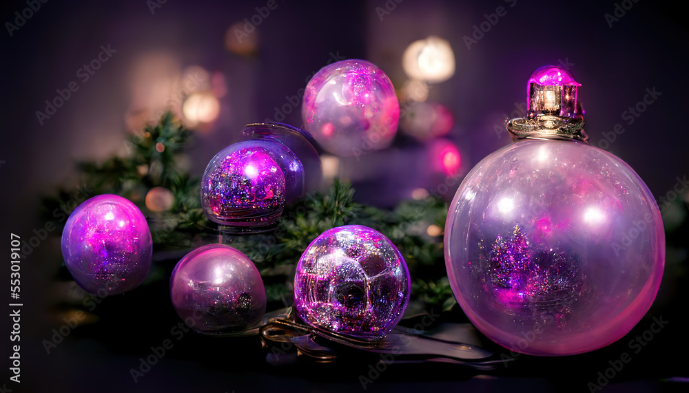 Obraz premium Purple Christmas decoration. AI generated.