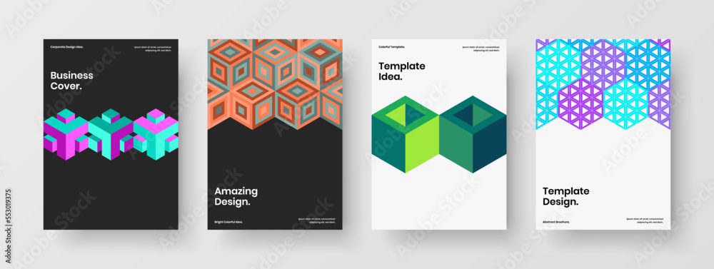 Isolated geometric shapes flyer concept collection. Minimalistic banner A4 vector design illustration set.