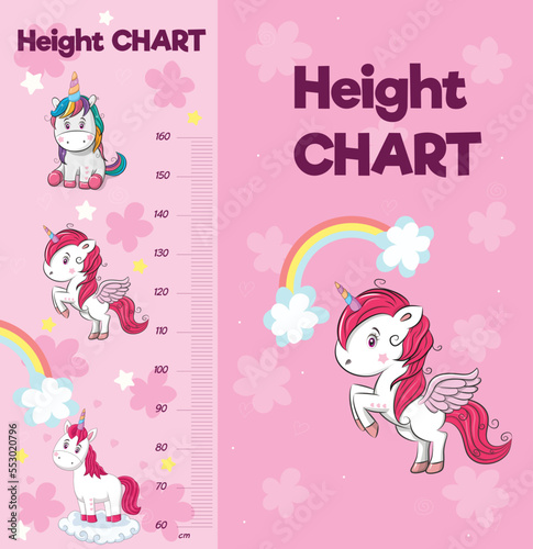 HAPPY CUTE UNICORN HEIGHT CHART