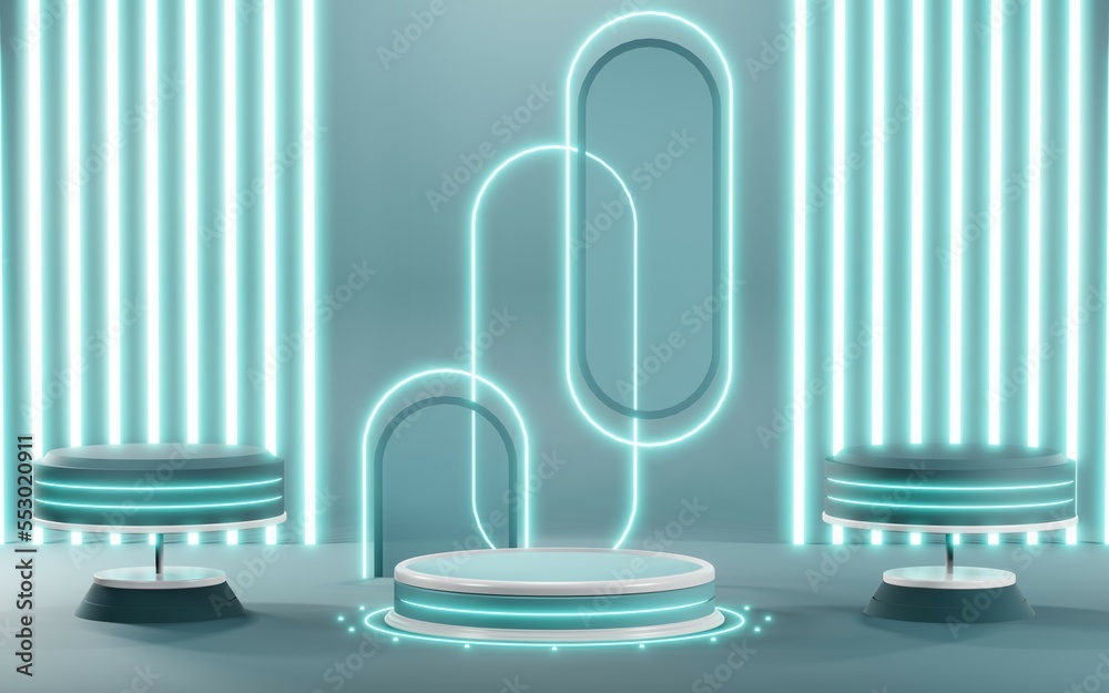 3D render of Podium background in blue tones for displaying cream products. cosmetics 3D render of Podium background in blue tones for displaying cream products. cosmetics
